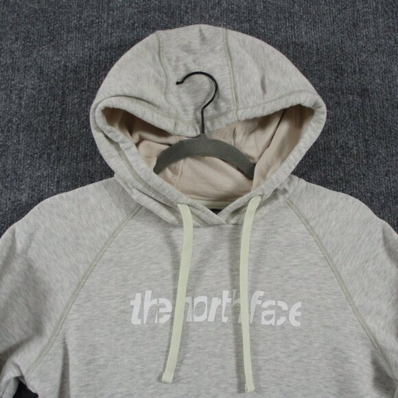 North Face Sweater Womens Medium Ivory Pull Over Hoodie Hike Outdoors Fleece - Picture 2 of 14